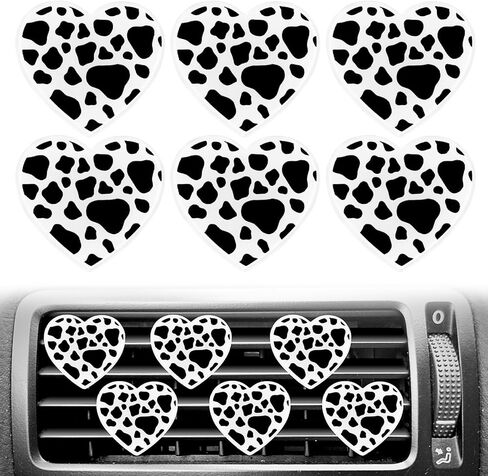 6 PCS Heart Air Vent Clips, Cow Print Heart Car Air Fresheners Vent Clips Funny Car Diffuser Vent Clips Car Interior Decor Charm for Women Automotive in Saudi Arabia