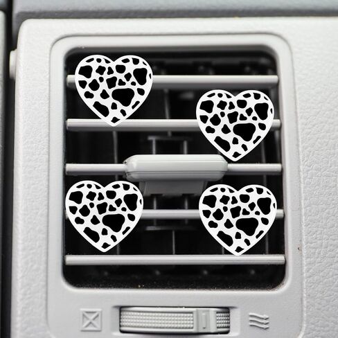 6 PCS Heart Air Vent Clips, Cow Print Heart Car Air Fresheners Vent Clips Funny Car Diffuser Vent Clips Car Interior Decor Charm for Women Automotive in Saudi Arabia
