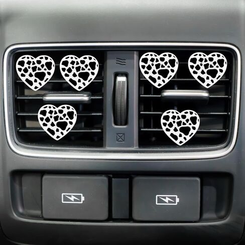 6 PCS Heart Air Vent Clips, Cow Print Heart Car Air Fresheners Vent Clips Funny Car Diffuser Vent Clips Car Interior Decor Charm for Women Automotive in Saudi Arabia