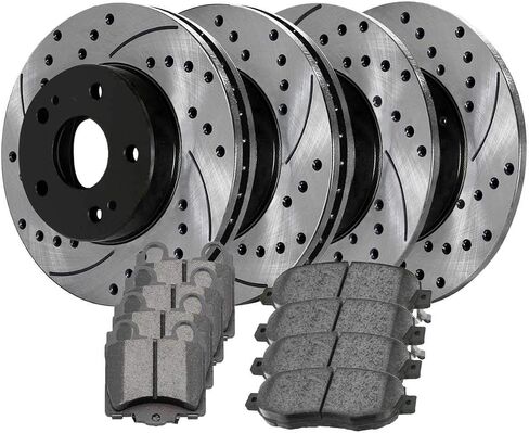 AutoShack Brake Kit Replacement for Lexus GS400 1998-2005 GS300 2001-2005 GS430 IS300 2002-2010 SC430 RWD Front Rear Drilled & Slotted E-Coated Disc Brake Rotors Ceramic Brakes Pads BRAKEPKG105 in Saudi Arabia