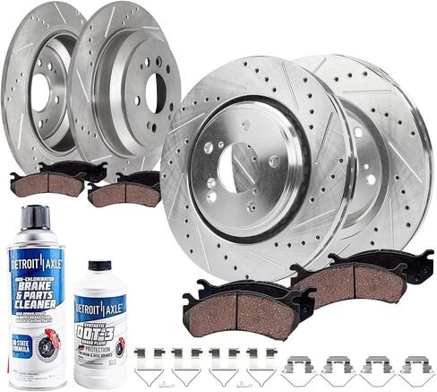 Detroit Axle - مجموعة الفرامل لعام 2019 2020 2021 Honda Passport حفرها وسادات فرامل القرص ذات الأقراص المقطوعة in Saudi Arabia