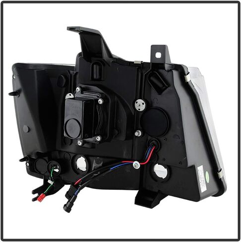 Acanii - لعام 2007-2014 Chevy Suburban Tahoe Avalanche Black Optic LED Tube Projector مصابيح أمامية مصابيح الأمامية اليسرى+اليمين ، Onyx Black V3 in Saudi Arabia