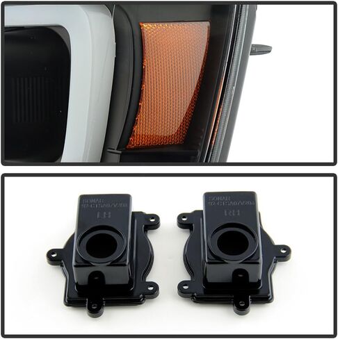 Acanii - لعام 2007-2014 Chevy Suburban Tahoe Avalanche Black Optic LED Tube Projector مصابيح أمامية مصابيح الأمامية اليسرى+اليمين ، Onyx Black V3 in Saudi Arabia