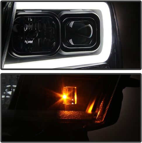 Acanii - لعام 2007-2014 Chevy Suburban Tahoe Avalanche Black Optic LED Tube Projector مصابيح أمامية مصابيح الأمامية اليسرى+اليمين ، Onyx Black V3 in Saudi Arabia