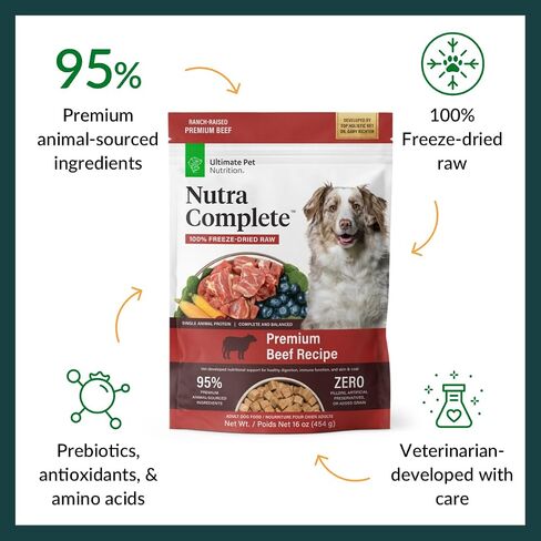 ULTIMATE PET NUTRITION Nutra Complete Raw Freeze Dried Premium Adult Dog Food Reduced Calorie (1 Pound, Turkey) in Saudi Arabia