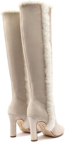 Larroodé Cindy Hi Faux Fur Boot في Gray Mushroom Suede و Natural Shearling in Kuwait