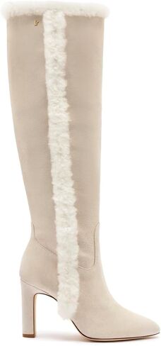 Larroodé Cindy Hi Faux Fur Boot في Gray Mushroom Suede و Natural Shearling in Kuwait