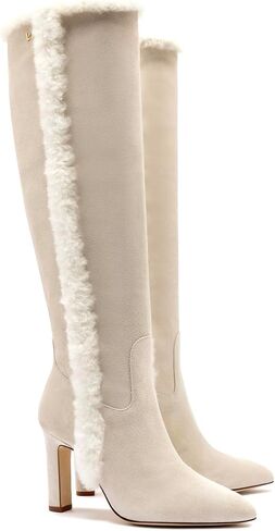 Larroodé Cindy Hi Faux Fur Boot في Gray Mushroom Suede و Natural Shearling in Kuwait