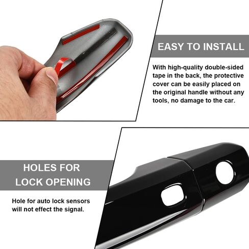 Blueshyhall Door Handle Cover Trim for 2024 C-hevy Colorado and 2019-2025 C-hevy Silverado 1500 2500 3500, Exterior Wrap Decoration Protector Cap with Smart Keyholes, 4 PCS (Piano Black) in Kuwait