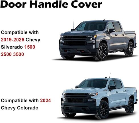 Blueshyhall Door Handle Cover Trim for 2024 C-hevy Colorado and 2019-2025 C-hevy Silverado 1500 2500 3500, Exterior Wrap Decoration Protector Cap with Smart Keyholes, 4 PCS (Piano Black) in Kuwait