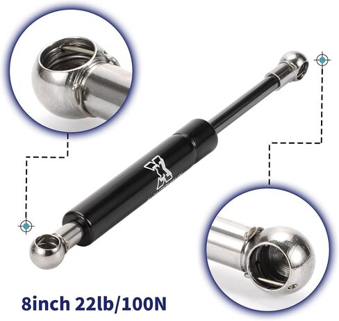 X AutoHaux 1 PC 8inch 22lbs/100n يدعم الرفع الأسود الدعامات الصدمات غاز نابض عالمي لقارب شاحنة سيارة RV in Kuwait