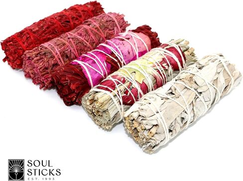 Valentines Day Smudge Stick Variety Gift Set | Floral and Scented Sage Bundles for Space Cleansing | Smudging Wand Gift Set with Smudge Guide (5 Pack) in Saudi Arabia
