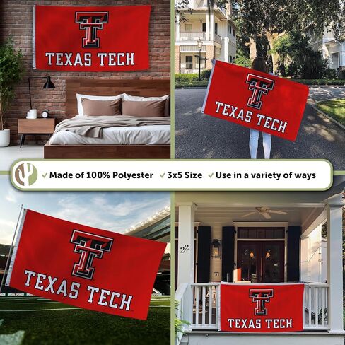 Desert Cactus Texas Tech University Flag TTU - 3 × 5 أقدام لافتة Raiders ، النسيج المتين الداخلي/الخارجي ، تصميم البوليستر بنسبة 100 ٪ (النمط 3) in Saudi Arabia