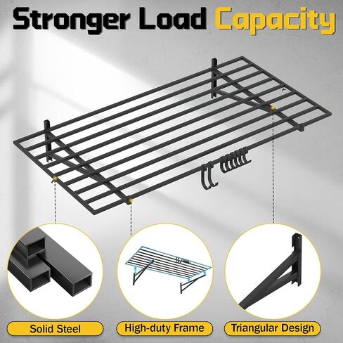 2-Pack Heavy Duty Garage Wall Shelving, 2' x 4' Wall Shelf Garage Organization System with Hooks, Holds 200 lbs Each (2' x 4') in Saudi Arabia