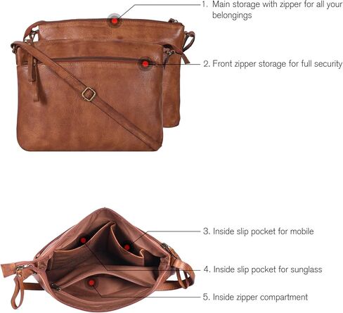 أكياس كروسة من الجلد للنساء - محافظ السيدات - السيدات - أكياس حبال متقاطعة متوسطة الحجم - حقائب اليد الجلدية للسيدات in Kuwait