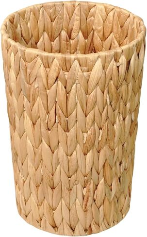 PINXIURY Bathroom Wicker Trash Can Wicker Waste Basket with Built-in Handles Water Hyacinth Hand Woven Garbage Can for Bedroom Office Kitchen 100% Handmade,5 Gallon in Saudi Arabia
