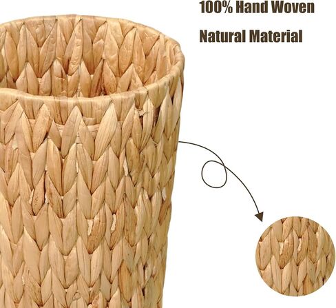 PINXIURY Bathroom Wicker Trash Can Wicker Waste Basket with Built-in Handles Water Hyacinth Hand Woven Garbage Can for Bedroom Office Kitchen 100% Handmade,5 Gallon in Saudi Arabia