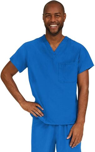 Medline 810JRLL-CA PerforMAX Unisex Reversible V-Neck Scrub Top, 2 Pockets, Royal Blue, Large in Saudi Arabia
