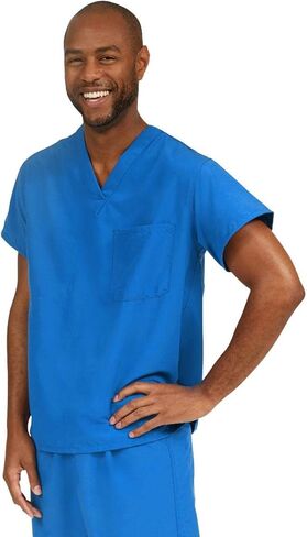 Medline 810JRLL-CA PerforMAX Unisex Reversible V-Neck Scrub Top, 2 Pockets, Royal Blue, Large in Saudi Arabia