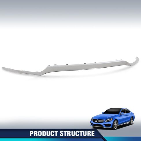 PIT66 Front Bumper Lower Lip Trim Molding Chrome Compatible with Benz W205 C-Class 2016-2018 Pre-facelift w/AMG-Line Package 2058851574 in Kuwait