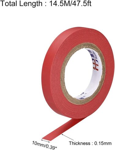 uxcell Insulating Tape 10mm/0.39inch Width 14.5M/47.5ft Long 0.15mm Thick PVC Electrical Tape Rated for Max. 400V 80C Use Green 2pcs in Saudi Arabia