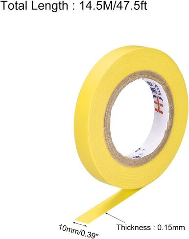 uxcell Insulating Tape 10mm/0.39inch Width 14.5M/47.5ft Long 0.15mm Thick PVC Electrical Tape Rated for Max. 400V 80C Use Green 2pcs in Saudi Arabia