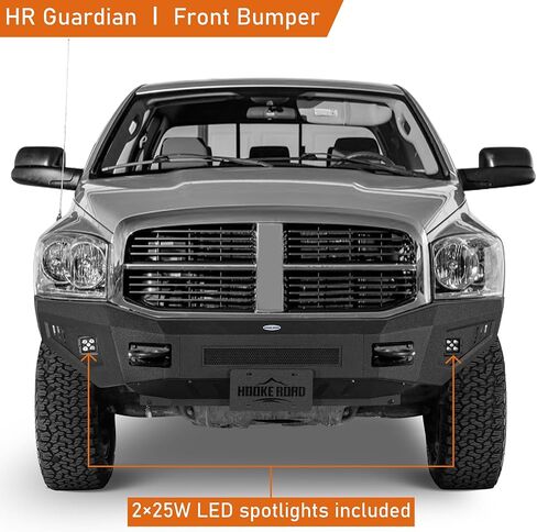Hooke Road Ram 2500 Front Bumper for 2006 2007 2008 2009 Dodge Ram 2500 3500, Heavy Duty Steel Bumper w/Skid Plate, LED Lights, License Plate Mount in Saudi Arabia