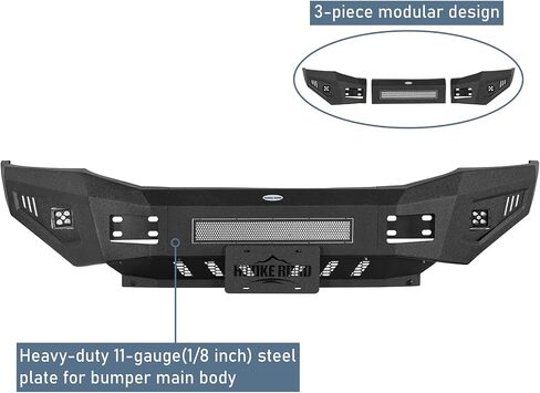 Hooke Road Ram 2500 Front Bumper for 2006 2007 2008 2009 Dodge Ram 2500 3500, Heavy Duty Steel Bumper w/Skid Plate, LED Lights, License Plate Mount in Saudi Arabia