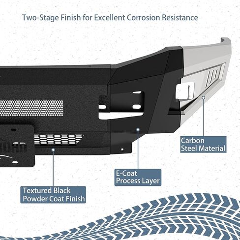 Hooke Road Ram 2500 Front Bumper for 2006 2007 2008 2009 Dodge Ram 2500 3500, Heavy Duty Steel Bumper w/Skid Plate, LED Lights, License Plate Mount in Saudi Arabia
