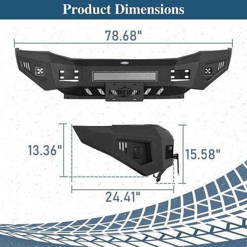Hooke Road Ram 2500 Front Bumper for 2006 2007 2008 2009 Dodge Ram 2500 3500, Heavy Duty Steel Bumper w/Skid Plate, LED Lights, License Plate Mount in Saudi Arabia