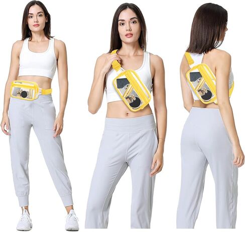 VOROLO Clear Fanny Pack Crossbody Bag For Women And Men Belt Bag Gift For Women Bum Bag with Adjustable Strap for Sports Clear White in Saudi Arabia