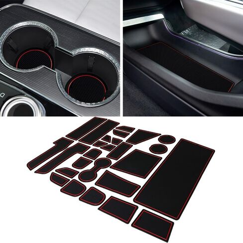 Cup Holder Inserts for Cadillac Lyriq 2023 2024 2025 Accessories Non-Slip Door Pocket Mats Center Console Liners 26PCS/Set (Black) in Kuwait