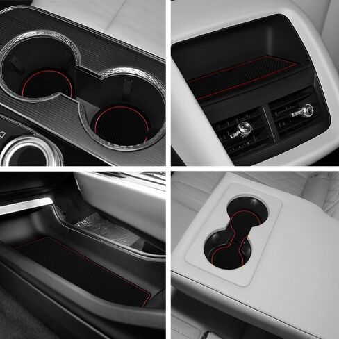 Cup Holder Inserts for Cadillac Lyriq 2023 2024 2025 Accessories Non-Slip Door Pocket Mats Center Console Liners 26PCS/Set (Black) in Kuwait