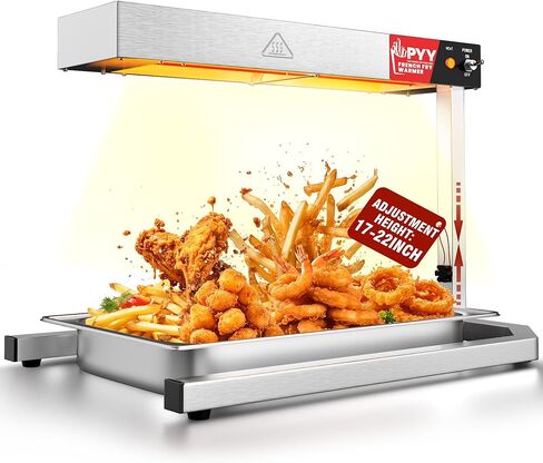 PYY French Fry Warmer Commercial Food Heat Lamp Food Warmer Light Free-Standing Warming Dump Station 5L Countertop Fries Food Warmer for Chips Churros Buffet Kitchen Restaurants 500W in Saudi Arabia