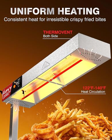 PYY French Fry Warmer Commercial Food Heat Lamp Food Warmer Light Free-Standing Warming Dump Station 5L Countertop Fries Food Warmer for Chips Churros Buffet Kitchen Restaurants 500W in Saudi Arabia