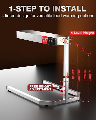 PYY French Fry Warmer Commercial Food Heat Lamp Food Warmer Light Free-Standing Warming Dump Station 5L Countertop Fries Food Warmer for Chips Churros Buffet Kitchen Restaurants 500W in Saudi Arabia