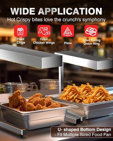 PYY French Fry Warmer Commercial Food Heat Lamp Food Warmer Light Free-Standing Warming Dump Station 5L Countertop Fries Food Warmer for Chips Churros Buffet Kitchen Restaurants 500W in Saudi Arabia