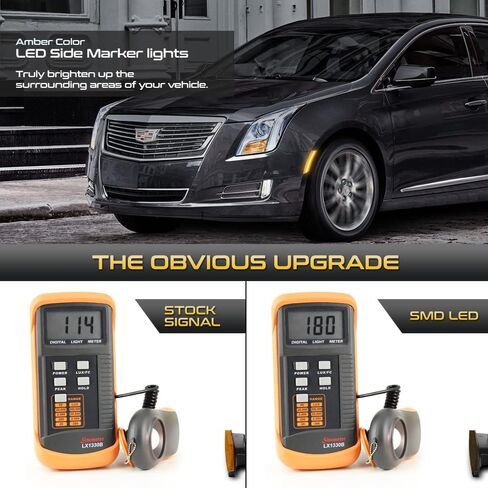 VIPMOTOZ الأمامي العنبر LED Marker Marker Lamps متوافقة مع 2013-2017 كاديلاك XTS العدسة المدخنة ملونة السائق اليسر in Saudi Arabia