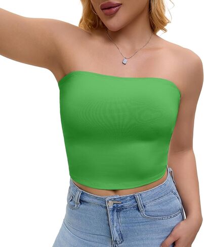 SKYZOO Tube Tops for Women Strapless Crop Basic Backless Sleeveless Bandeau Going Out Cute 2025 Summer Tops in Saudi Arabia