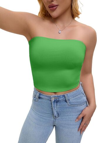 SKYZOO Tube Tops for Women Strapless Crop Basic Backless Sleeveless Bandeau Going Out Cute 2025 Summer Tops in Saudi Arabia