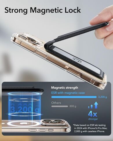 ESR for MagSafe Wallet, 5 Card-Holder, Magnetic Wallet with Adjustable Stand, Magnetic Wallet for iPhone 16/15/14/13/12 Series, Ultra-Slim, Not for iPhone Mini, Vegan Leather, Black in Saudi Arabia