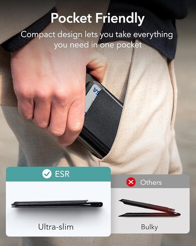 ESR for MagSafe Wallet, 5 Card-Holder, Magnetic Wallet with Adjustable Stand, Magnetic Wallet for iPhone 16/15/14/13/12 Series, Ultra-Slim, Not for iPhone Mini, Vegan Leather, Black in Saudi Arabia