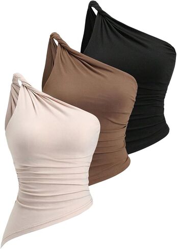 Milumia Women's 3 Pack One One Twisted Tank Top Ruched Ruched قمم غير رسمية in Saudi Arabia