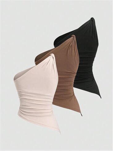 Milumia Women's 3 Pack One One Twisted Tank Top Ruched Ruched قمم غير رسمية in Saudi Arabia