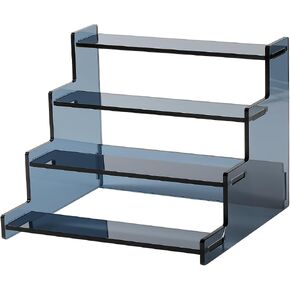 4-Tier Acrylic Display Riser Stand – 22.8x20x18.2cm Grey Perfume Stand for Display on Vanity, Countertops, & Retail Use – Tiered Acrylic Shelf for Figures, Cupcakes, Bottles, & Desserts in Saudi Arabia