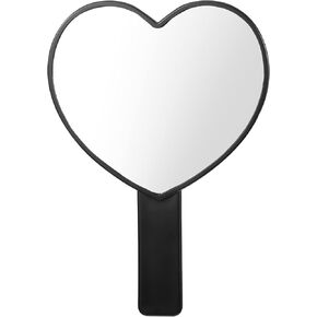 مرآة رموش ماكياج ماكياج على شكل قلب مع مقبض ، مرآة ماكياج سفر محمولة ، مرآة تجميلية على شكل قلب صغير للنساء والفتيات (أسود) in Kuwait