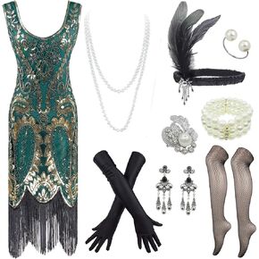 Women's 1920s Art Deco Gatsby Dresses Sequin Fringed Flapper Dresses in Kuwait