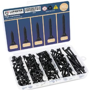 Wood Screws Assortment Kit, 180 PCS Stainless Steel Flat Head Wood Screws Set, Phillips Drive Assorted Screws,Including Sizes(#6 x 1/2, #6 x 3/4, #6 x 1, #6 x 1-1/4, #6 x 2 Inch) in Saudi Arabia