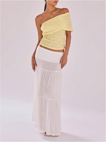 MakeMeChic Women's Lace Off The Shoulder Tank Ruched Sleeveless Fitted Going Out Crop Tops in Saudi Arabia