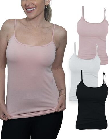 MISS POPULAR Women's 4-Pack Camisole Tank Tops Basic Undershirt with Adjustable Spaghetti Straps,Sizes XS-2XL in Saudi Arabia